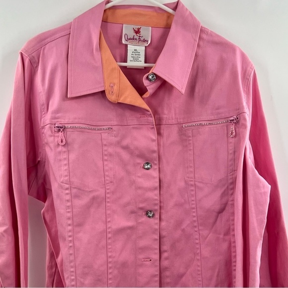 Quacker Factory pink jacket button front size XL - Picture 2 of 6